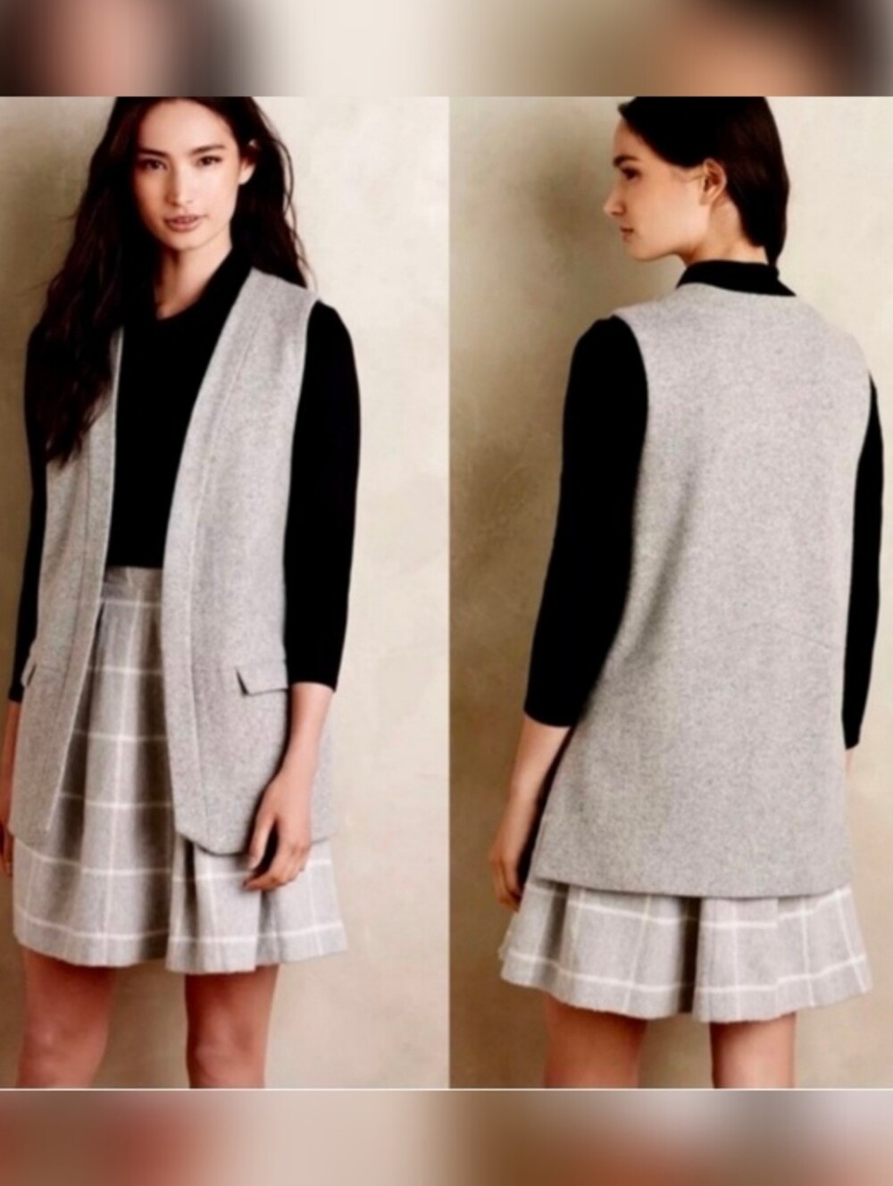 EUC Anthro Elevenses Wool Blend Open Front Vest - XS